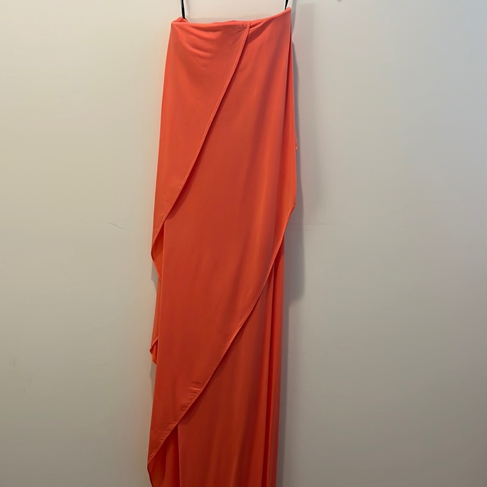 Marciano coral strapless gown